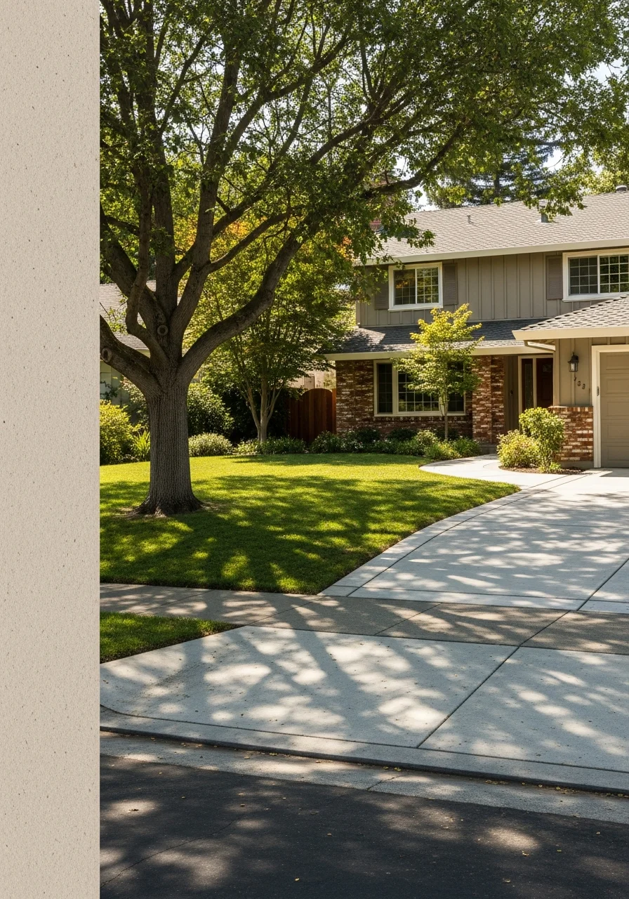 Davis home with mature trees and established landscaping, representing the residential properties throughout the city's diverse neighborhoods.
